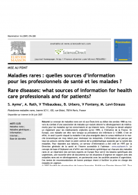 Article : quelles sources d’information pour les professionnels de santé et les malades ?